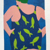 Yvonne Zomerdijk: Badgast (2026), linodruk 1/1, 25 x 20 cm. 75 euro