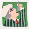 Yvonne Zomerdijk: Mr Hockney III (2023) kartondruk 3/8, 21 x 21 cm. 75 euro