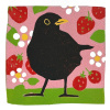 Yvonne Zomerdijk: Fruitige merel (2025), linoleumdruk 2/14, 21 x 21 cm. 75 euro
