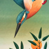 Yvonne Zomerdijk: Dalende ijsvogel (2026), acryl op doek, 123 x 63 cm. 1.800 euro